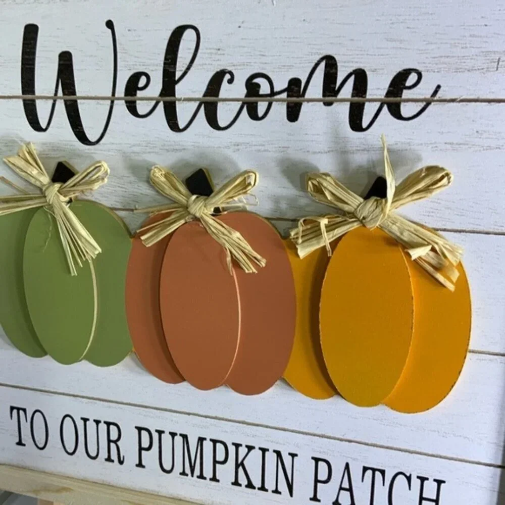 Shabby Chic Wall Hanging Farmhouse Harvest 3D Wood Pumpkin Rustic Multicolor NEW